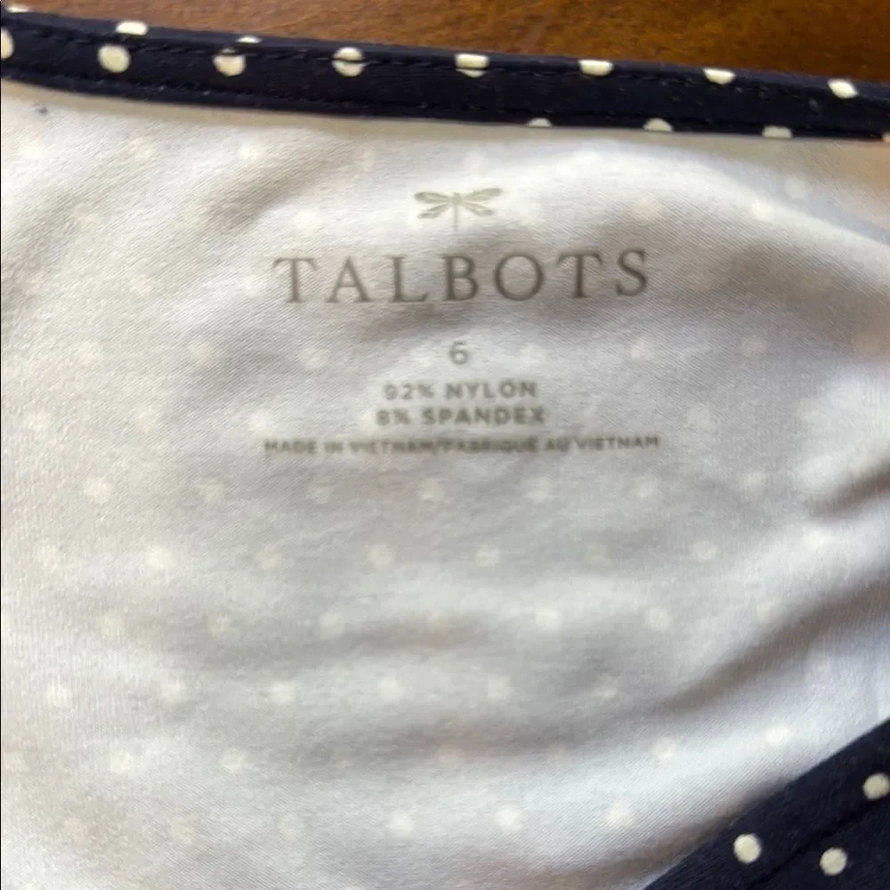 Talbots Navy Blue Polka Dot Dress with 3/4 Sleeve, Size 6 - Picture 5 of 8